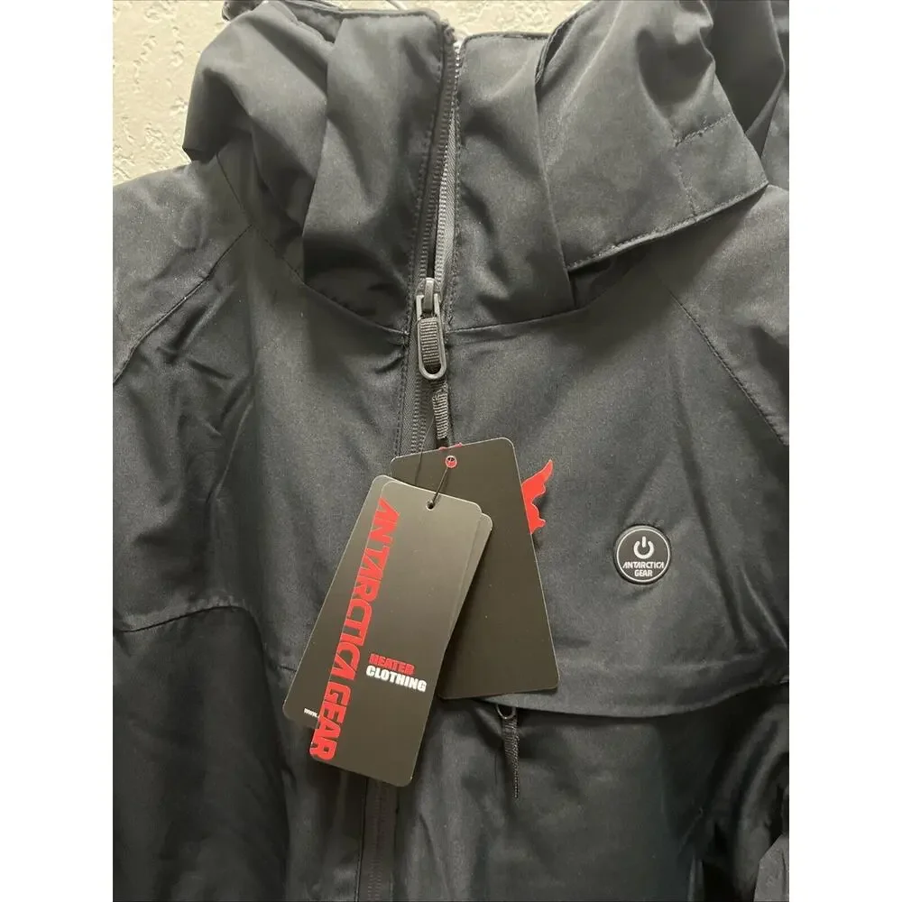 ANTARCTICA GEAR Heated Sz Large Black Snow Jacket Ski + 12V/16000mAh Battery